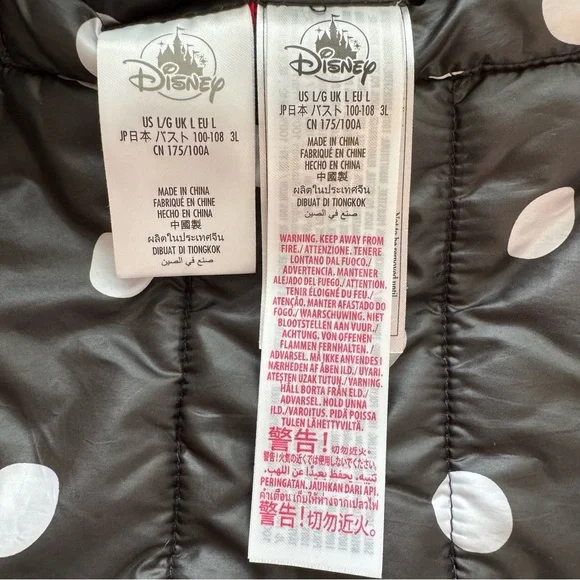 Disney Minnie Mouse Polka Dot Reversible Puffer Coat Size Large - Picture 6 of 8